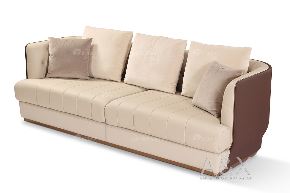 時尚別墅家具會所家具樣板間家具輕奢后現代客廳咖啡頭層皮多人沙發