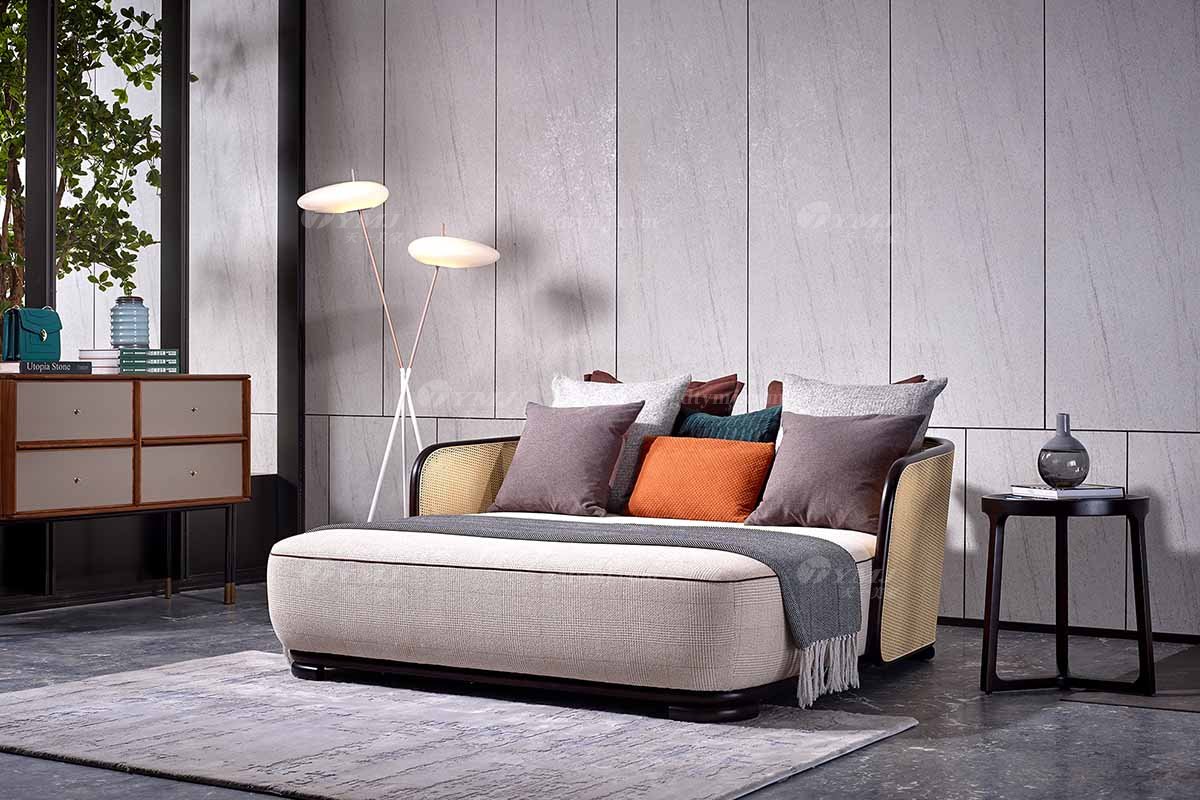 高端會所家具品牌奢華樣板房家具輕奢新中式風格高彈高密度海綿布藝沙發床系