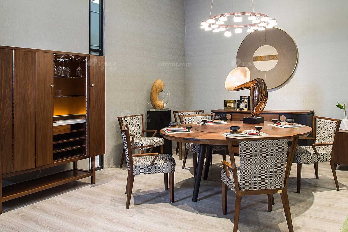 高端別墅會所家具品牌現代極簡餐廳家具實木餐桌椅系列