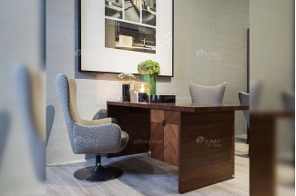 創意別墅會所家具品牌現代極簡北歐書房家具實木胡桃色書桌系列