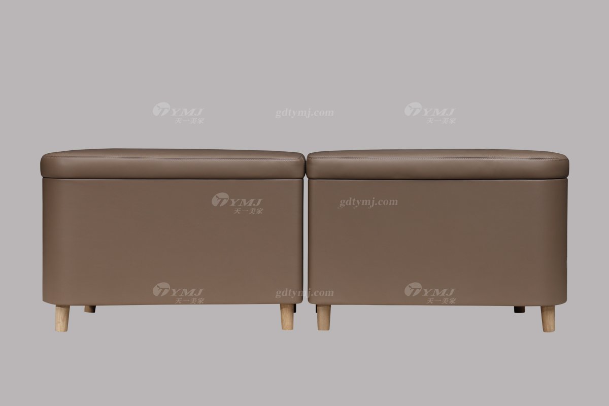 高端別墅會所家具品牌現(xiàn)代極簡北歐創(chuàng)意臥室家具頭層皮雙人床系列床尾凳