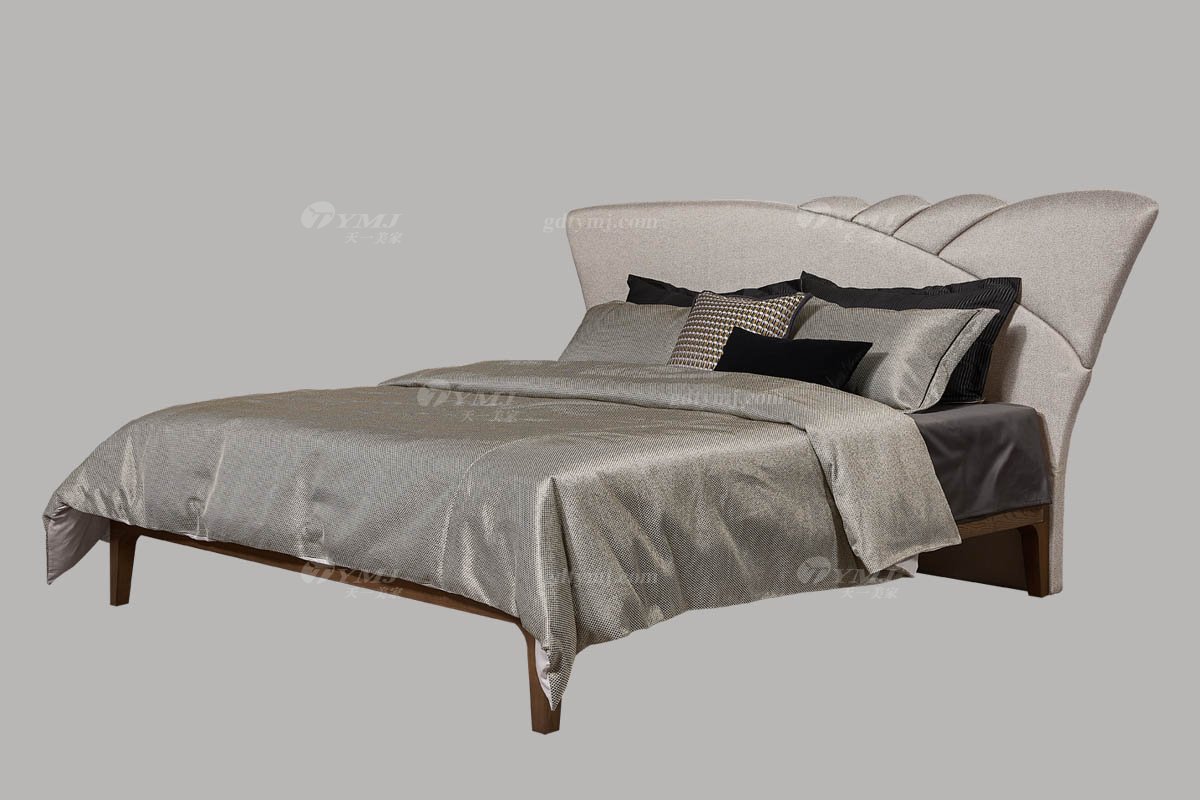 高端別墅會所家具品牌極簡輕奢北歐家具時尚創意真皮臥室大床系列雙人床