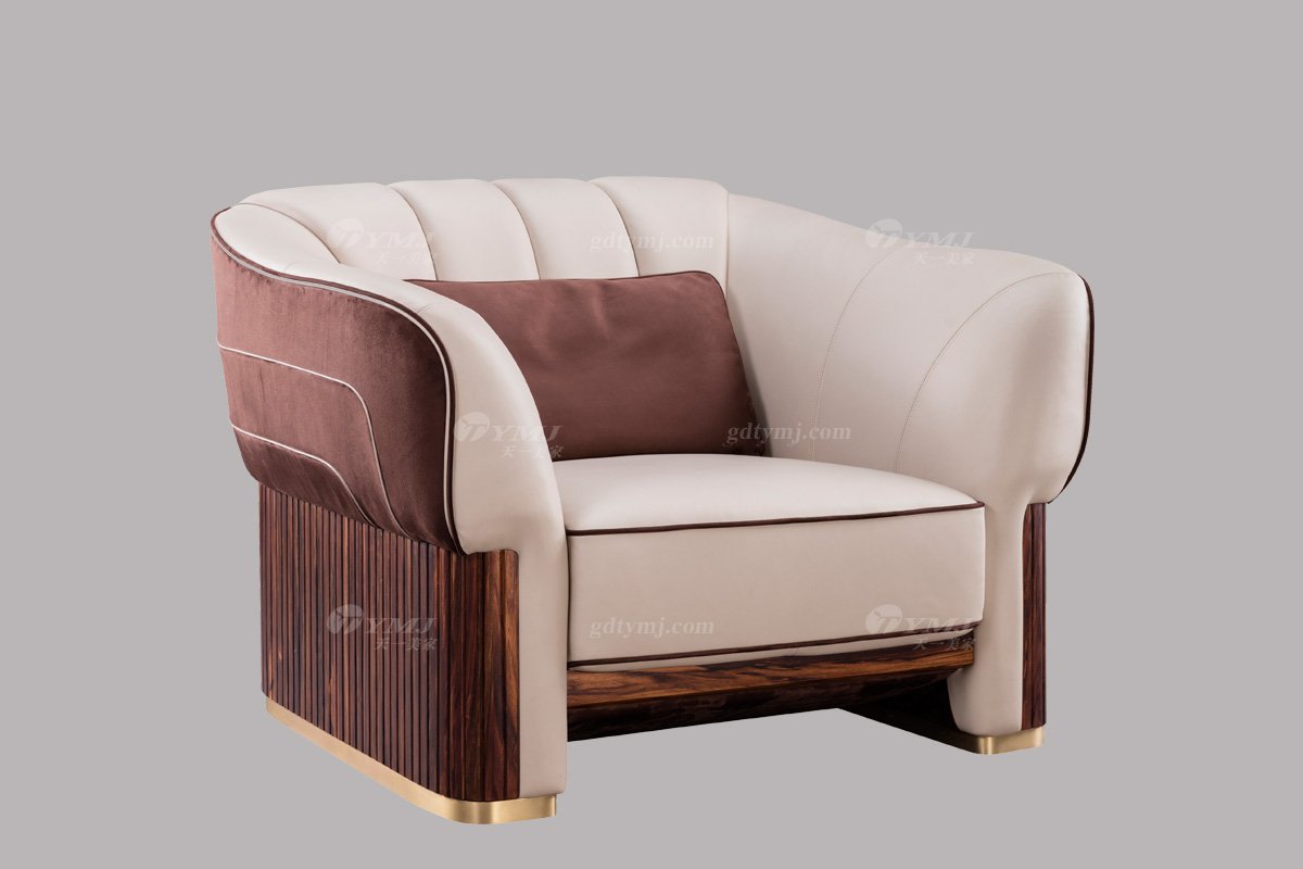 高端豪宅會所家具品牌輕奢新中式風客廳家具高彈高密度海綿實木真皮沙發系列單位沙發