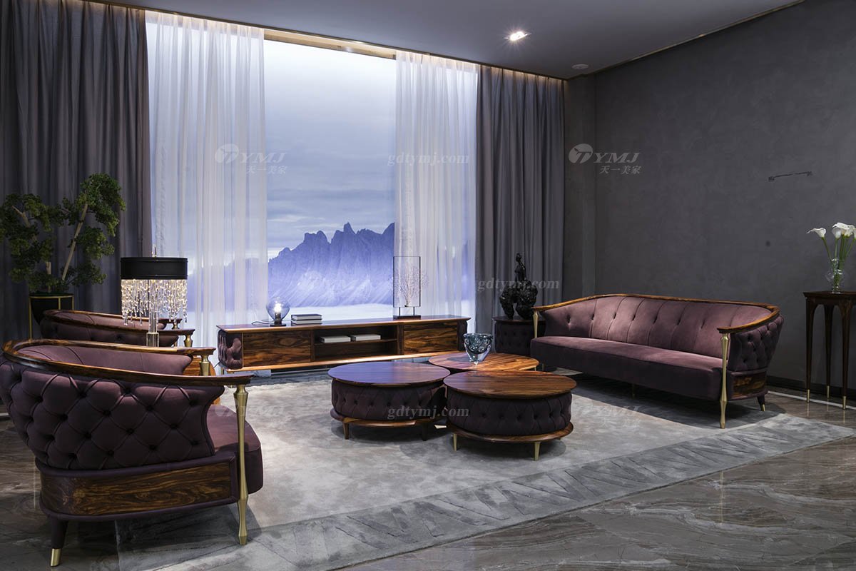 高端豪別墅會所大宅家具品牌輕奢新中式風客廳家具高彈高密度海綿時尚優質布