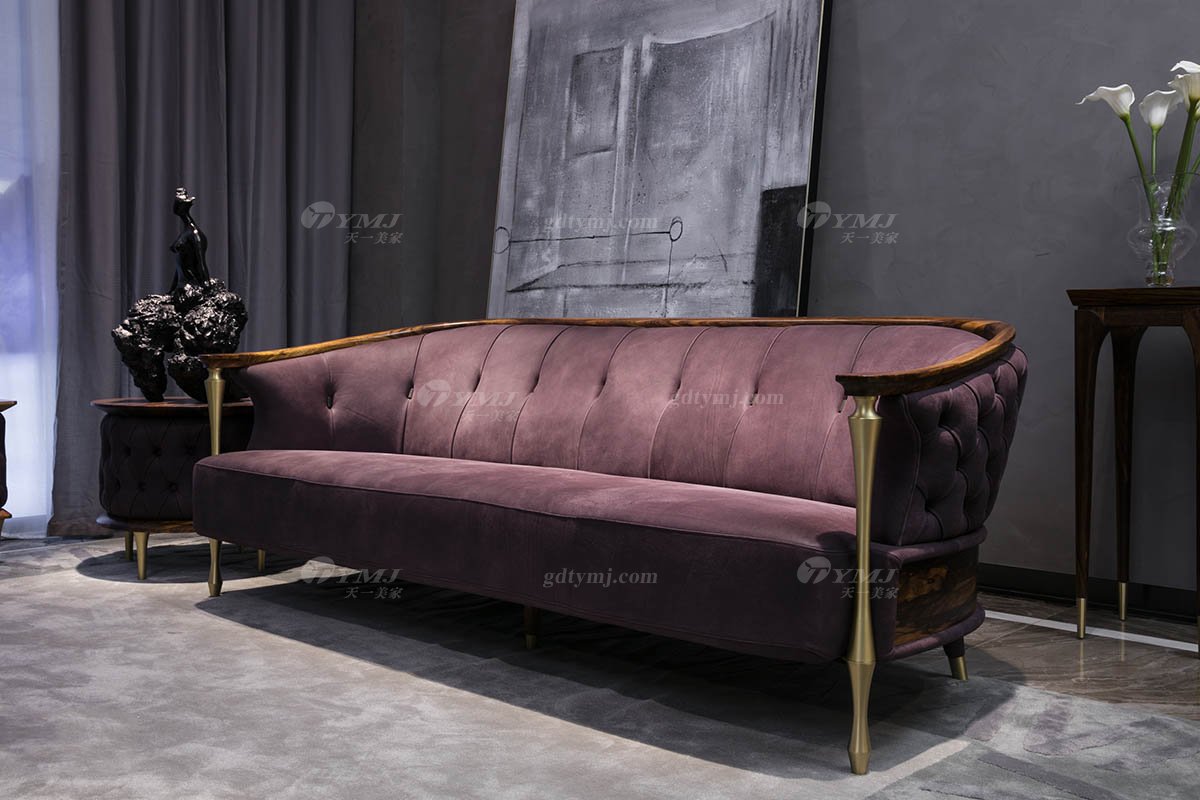 高端豪別墅會所大宅家具品牌輕奢新中式風客廳家具高彈高密度海綿時尚優質布藝沙發系列四位沙發