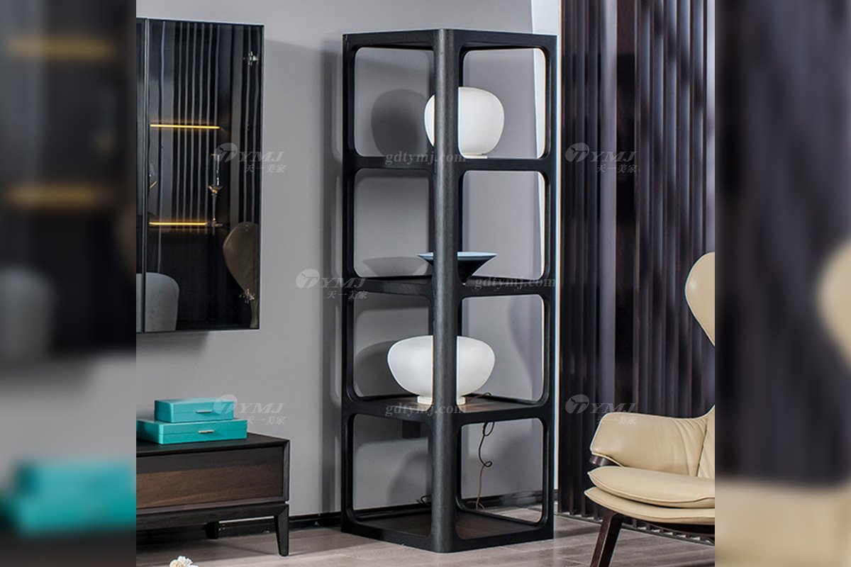 意大利極簡別墅豪宅家具品牌現代簡約客廳家具實木煙熏色電視柜茶幾吊柜組合置物架