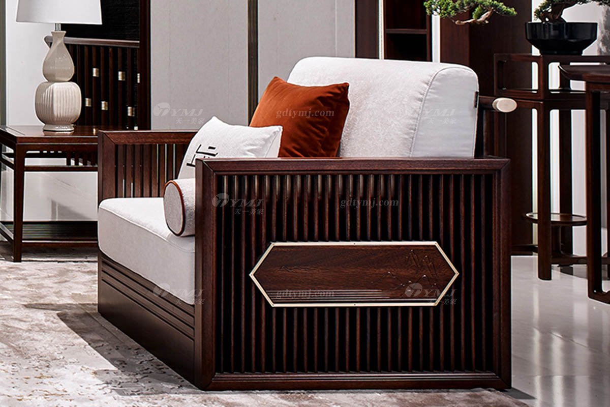 高檔別墅會所家具品牌輕奢新中式時尚客廳家具實木沙發組合單位沙發