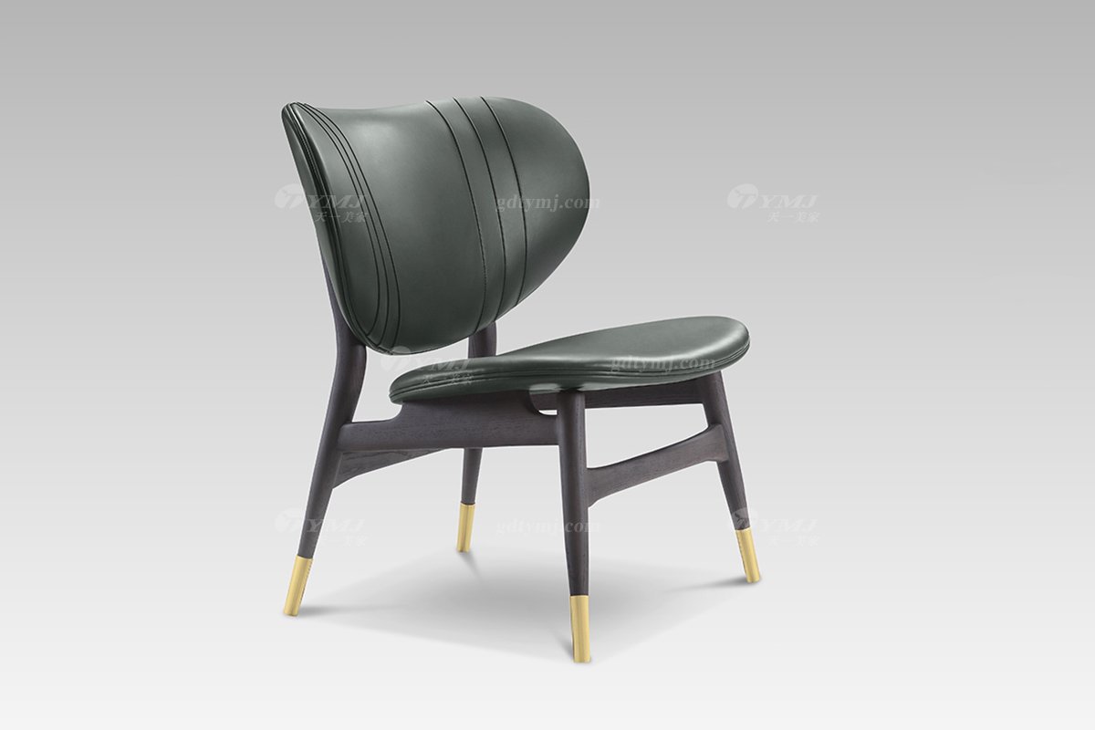 別墅會所家具現代輕奢時尚綠色真皮休閑椅休閑椅LC2809側面