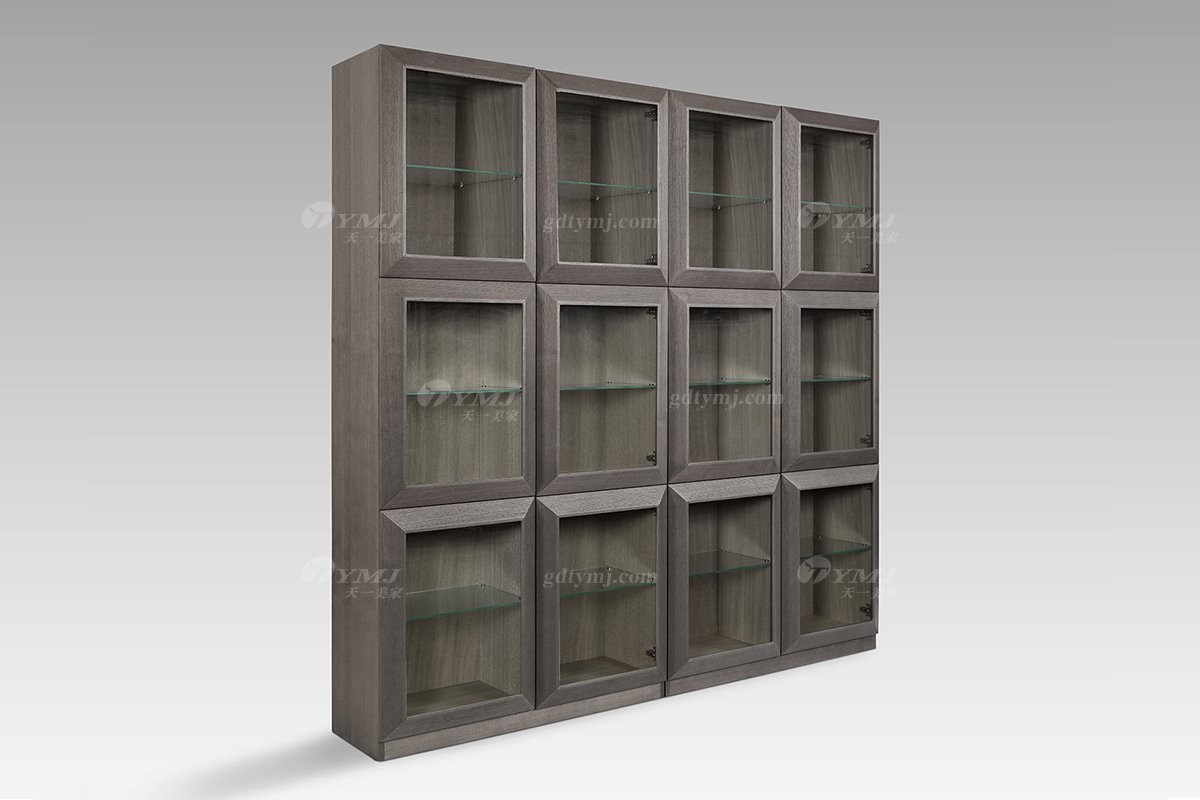 現(xiàn)代輕奢高端會所家具品牌灰橡色書柜書柜SH2821側面