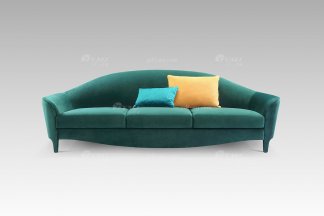 現代輕奢時尚高端別墅家具綠色絨布藝三位沙發