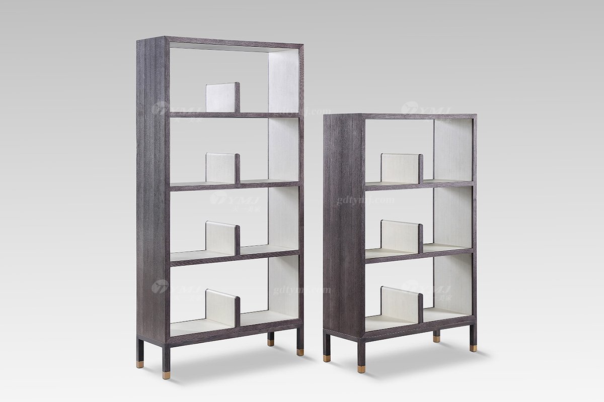  高端別墅酒店家具現代輕奢灰橡色+白楓三層書柜三層書柜SD2801-1組合