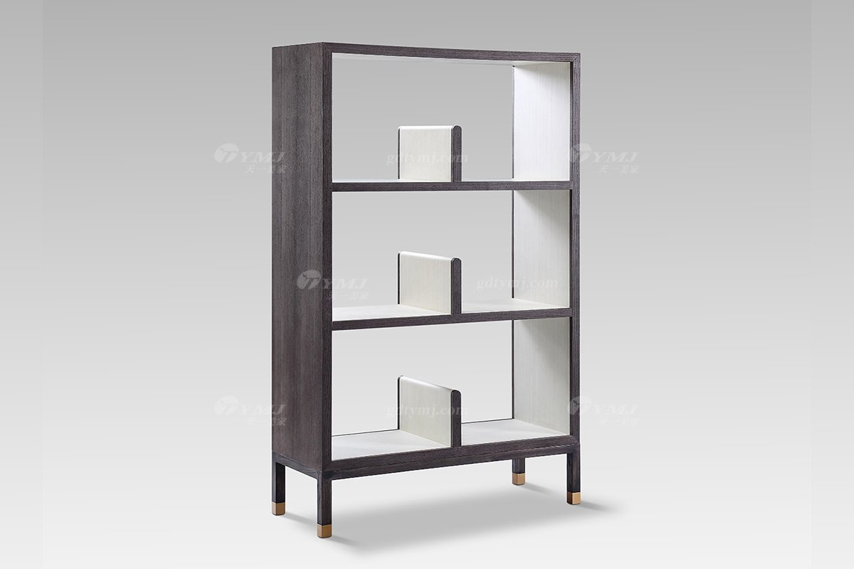  高端別墅酒店家具現代輕奢灰橡色+白楓三層書柜三層書柜SD2801-1側