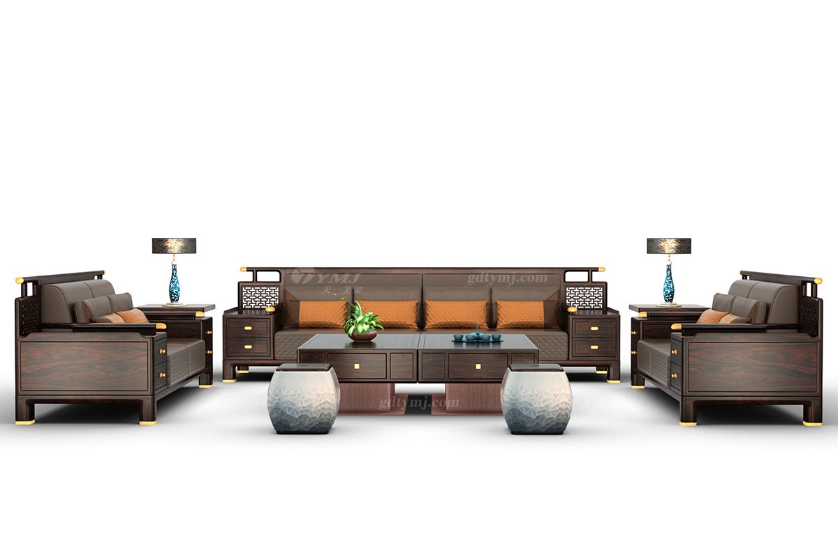 高端時(shí)尚新中式輕奢家具品牌黑酸枝單位沙發(fā)單位沙發(fā)H-PDSF1組合