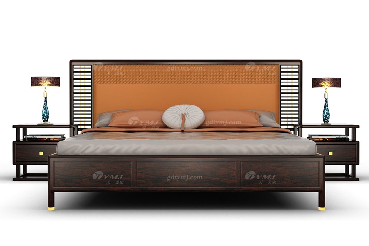 優(yōu)雅新中式輕奢高端品牌家具黑酸枝實(shí)木床頭柜床頭柜H-PMCTG組合