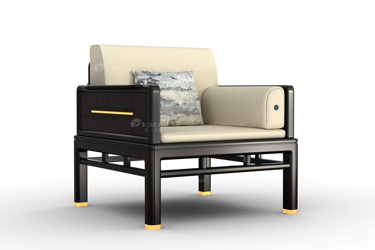 時尚優雅新中式輕奢高端品牌家具黑酸枝實木單位沙發