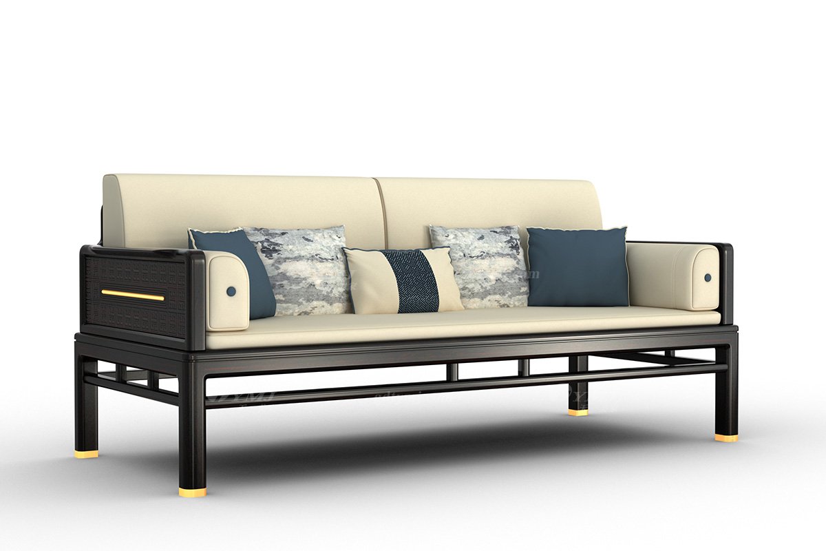 時尚優雅新中式輕奢高端品牌家具黑酸枝實木三人位沙發