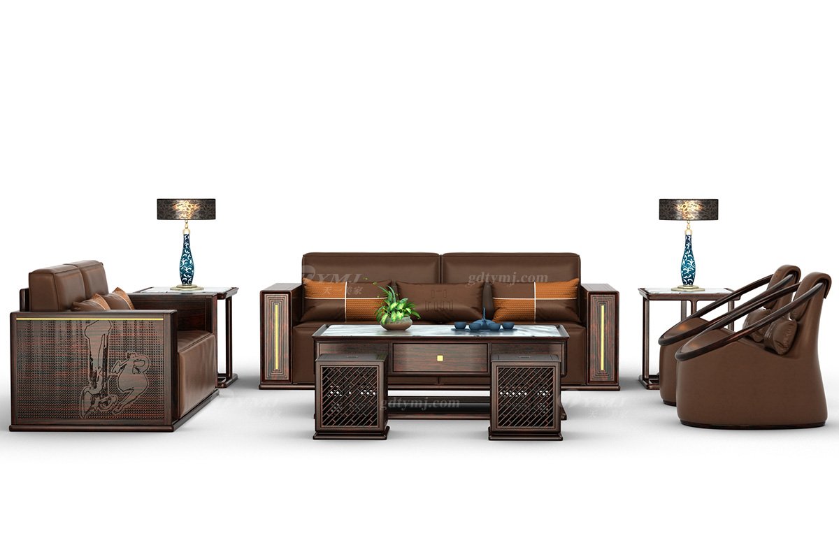 高端會(huì)所家具品牌新中式輕奢黑酸枝實(shí)木坐墩坐墩H-PDZD3組合