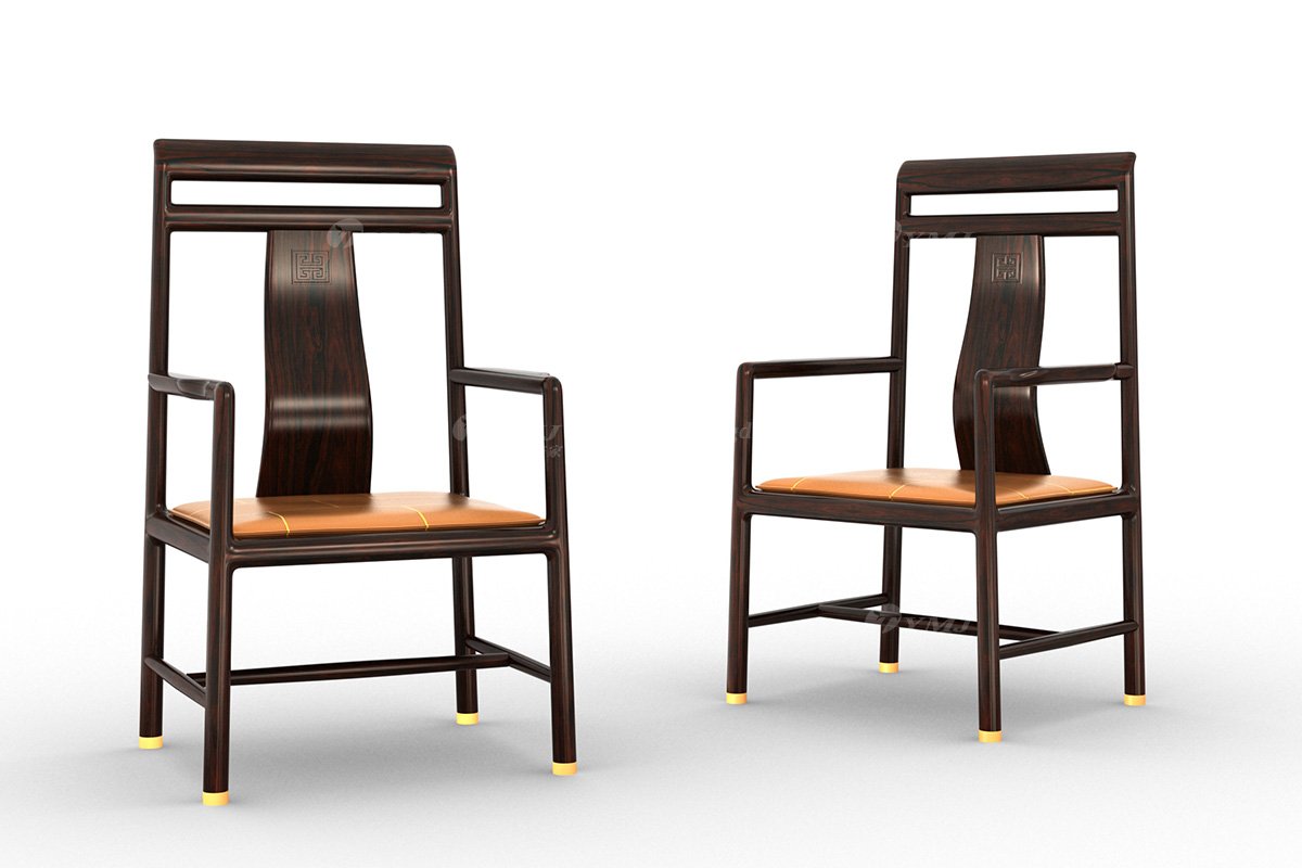 新中式高端會所別墅家用家具時尚輕奢全紅木黑酸枝實(shí)木書椅