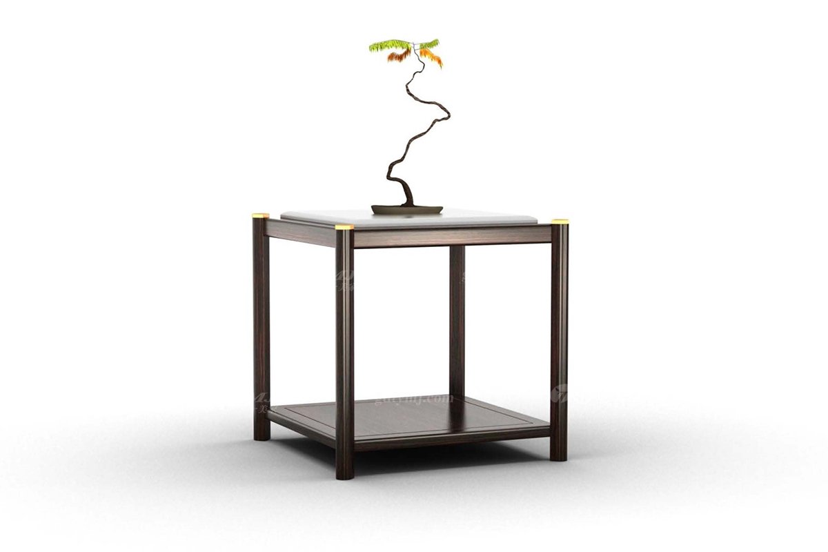 新中式別墅會所家具品牌家具進口烏金木實木角幾