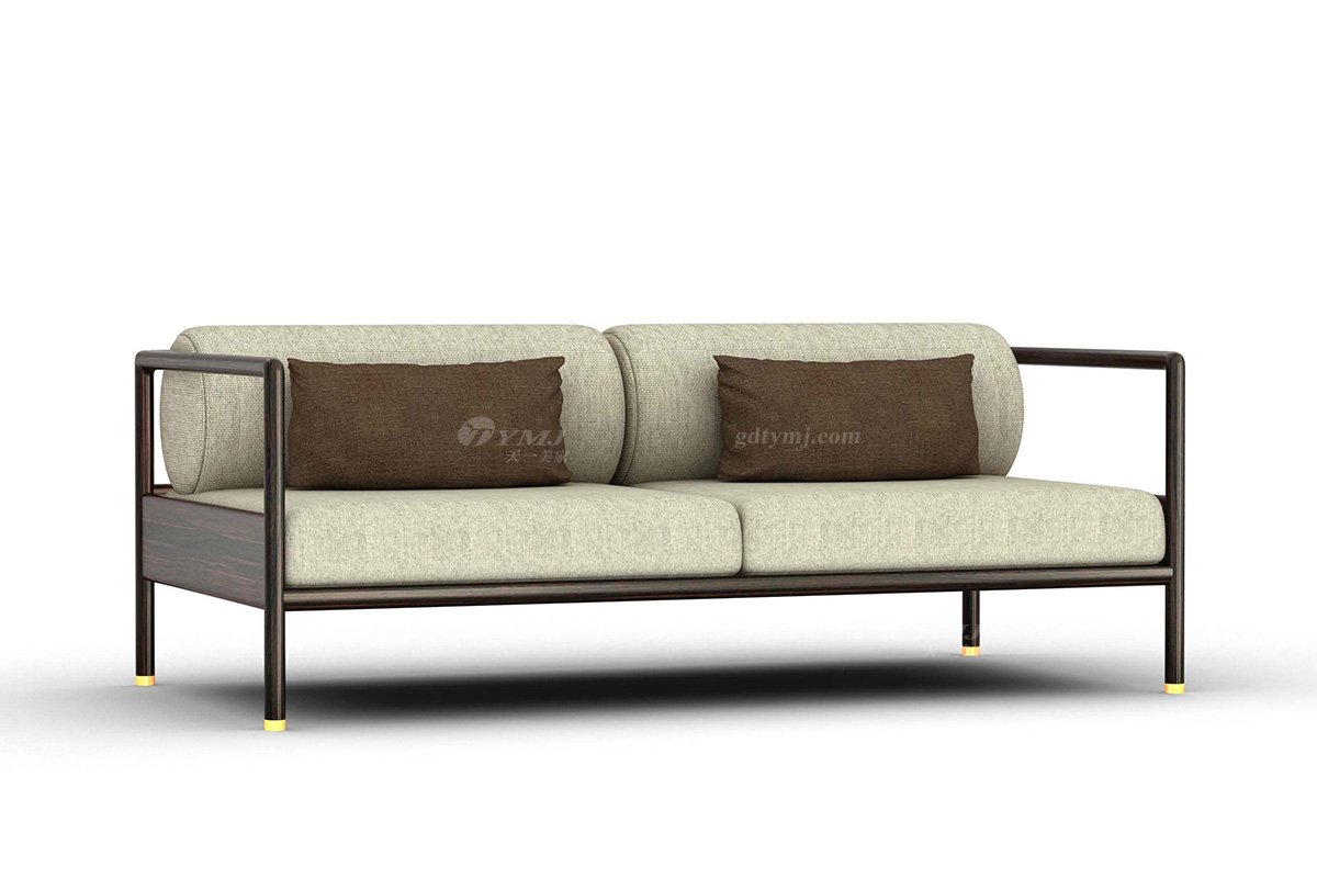 新中式家具風格品牌別墅會所家具高端進口烏金木實木三位沙發