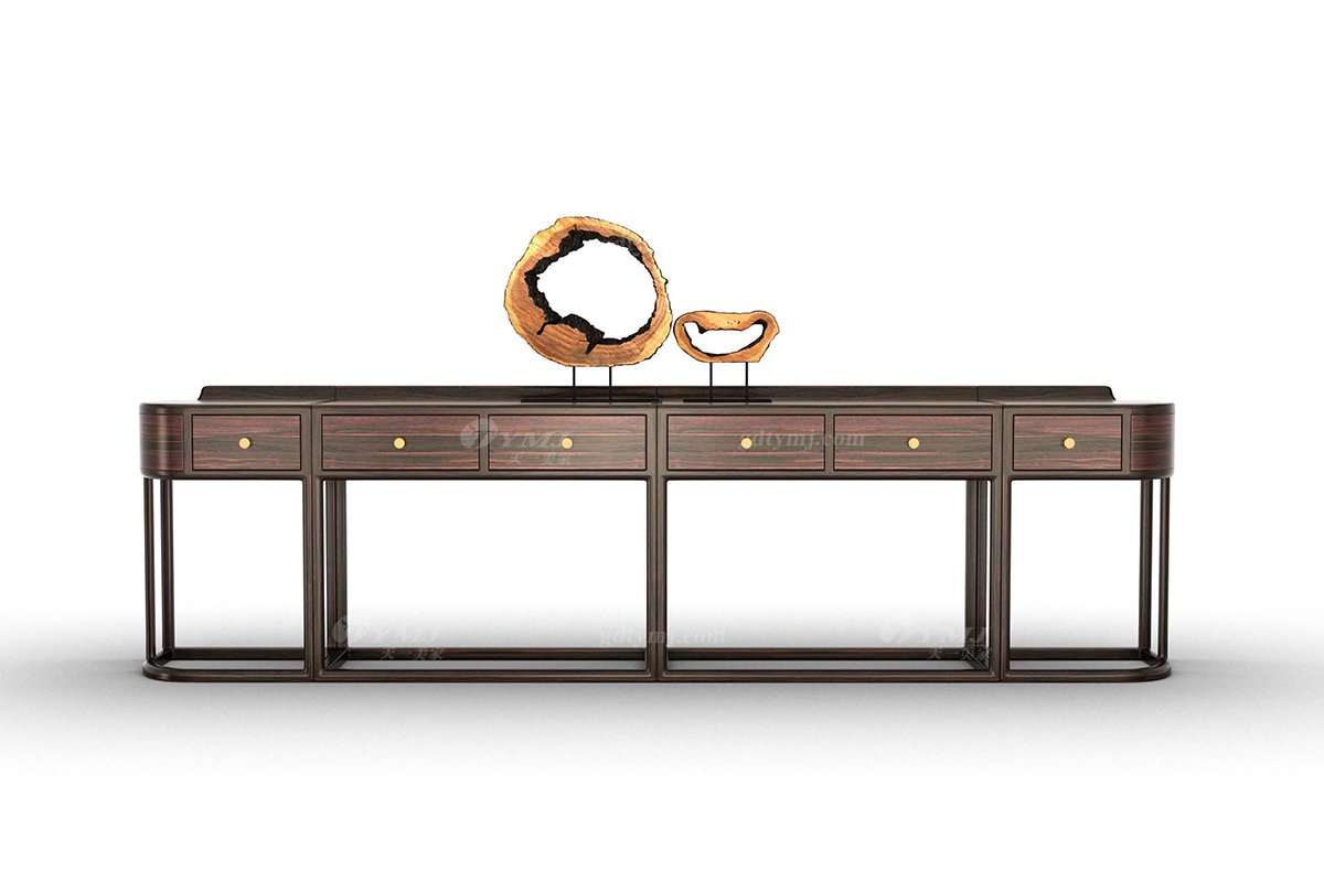 新中式辦公家具風(fēng)格品牌家具時(shí)尚簡約高端進(jìn)口烏金木實(shí)木邊柜