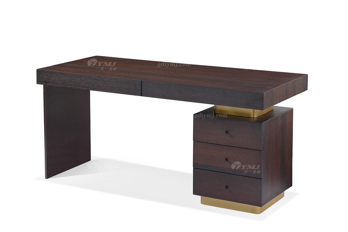 意式極簡風格高端別墅豪宅家具品牌現代輕奢書房大氣時尚煙熏色+星空耀影+意大利金五金書桌SD1801書臺