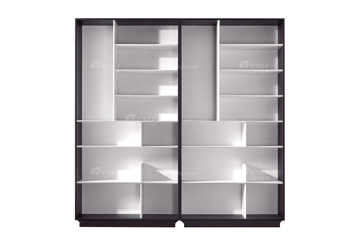 意式極簡風格高端別墅豪宅家具品牌現代輕奢書房大氣時尚黑橡書柜