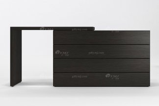 意式極簡風格高端別墅家具現代輕奢時尚客廳實木煙熏黑橡色邊柜