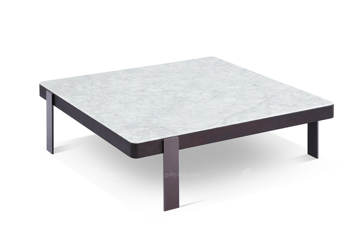 意式極簡風(fēng)格高端別墅家具現(xiàn)代輕奢時(shí)尚客廳煙熏色+卡拉白大理石茶幾LT1908-1茶幾1