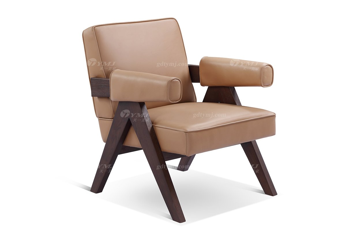 意式極簡(jiǎn)風(fēng)格高端別墅家具現(xiàn)代輕奢時(shí)尚客廳實(shí)木休閑椅LC1903-16休閑椅1