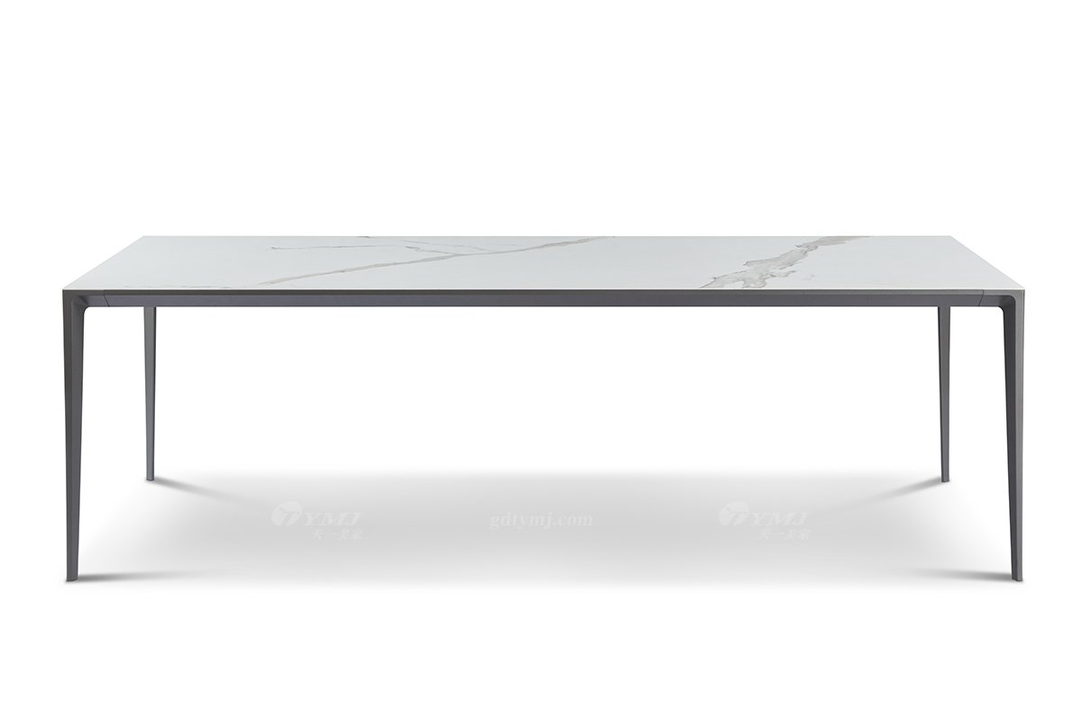 意式極簡風格高端別墅豪宅家具品牌現代輕奢簡約時尚黑鈦鋼+巖板長餐桌