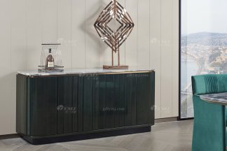 高端會(huì)所別墅家具品牌后現(xiàn)代輕奢風(fēng)格餐廳時(shí)尚魚(yú)肚灰石面+尼斯莫蘭迪綠餐邊柜