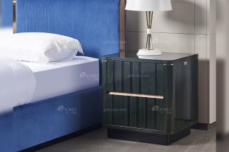 高端會所別墅家具品牌后現代輕奢風格餐廳時尚尼斯莫蘭迪綠床頭柜