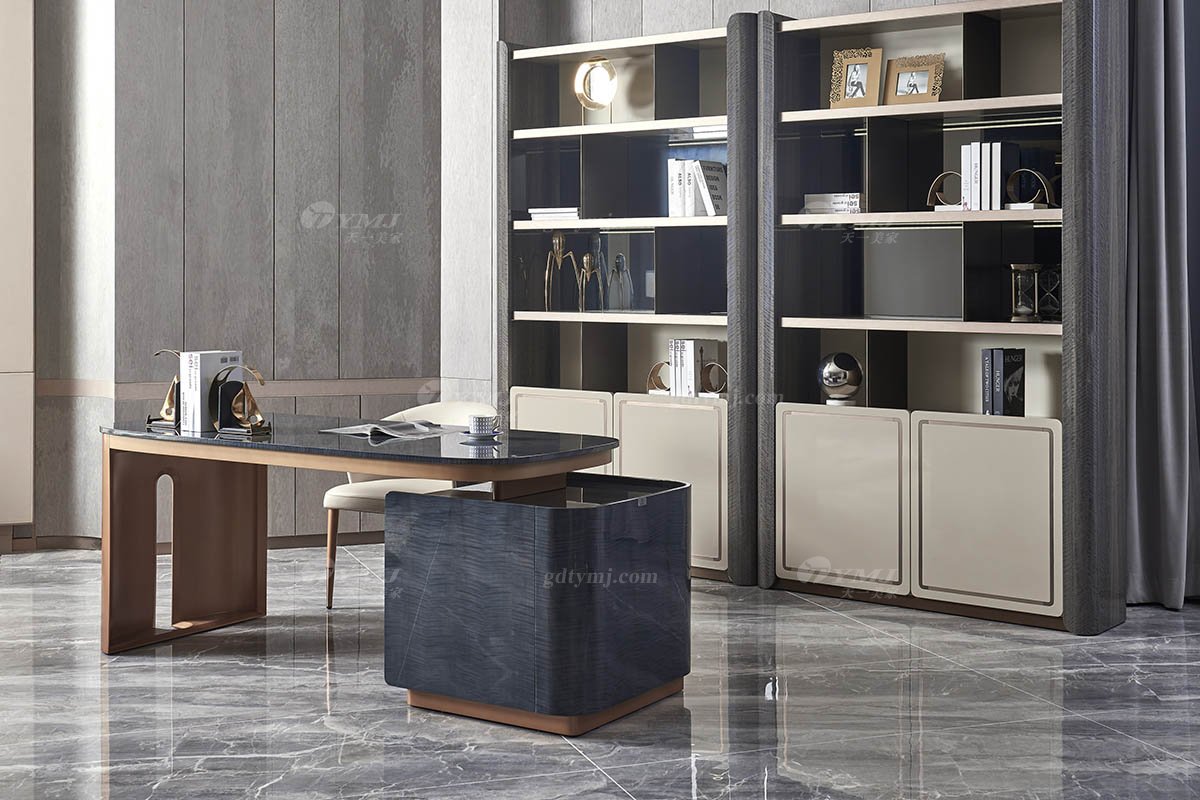 高端會(huì)所別墅家具品牌后現(xiàn)代輕奢風(fēng)格餐廳時(shí)尚黑檀書桌TS607-206書桌場(chǎng)景