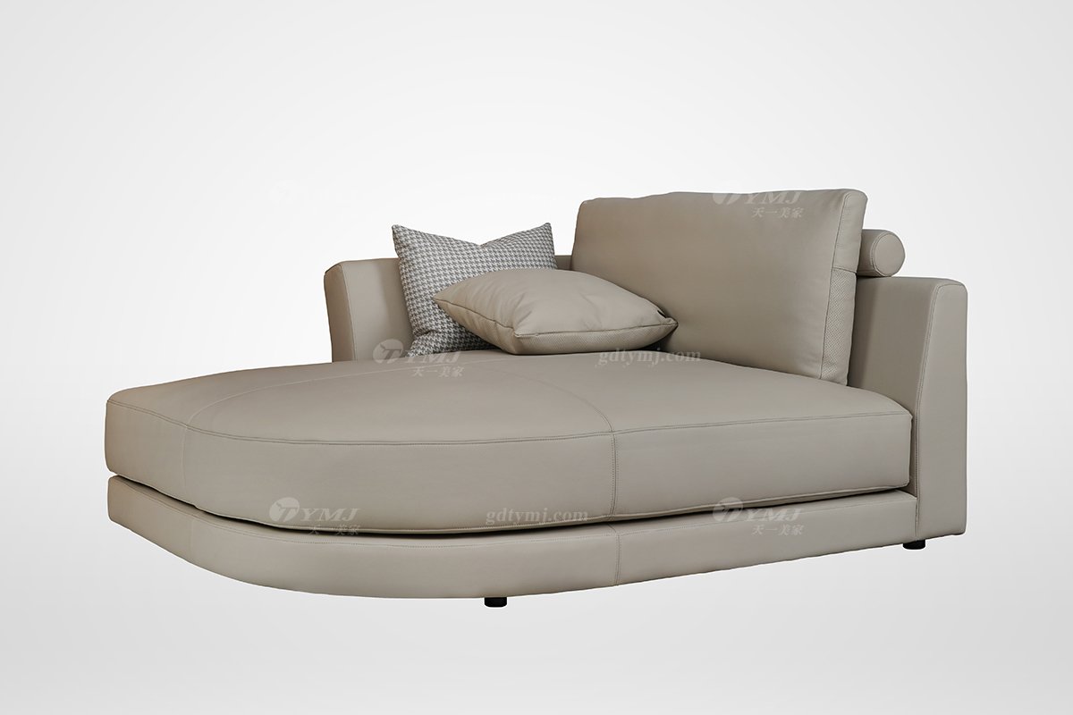 簡美輕奢風格家具高端別墅會所家具品牌客廳舒適柔軟米色皮藝貴妃椅躺椅5236-07躺椅