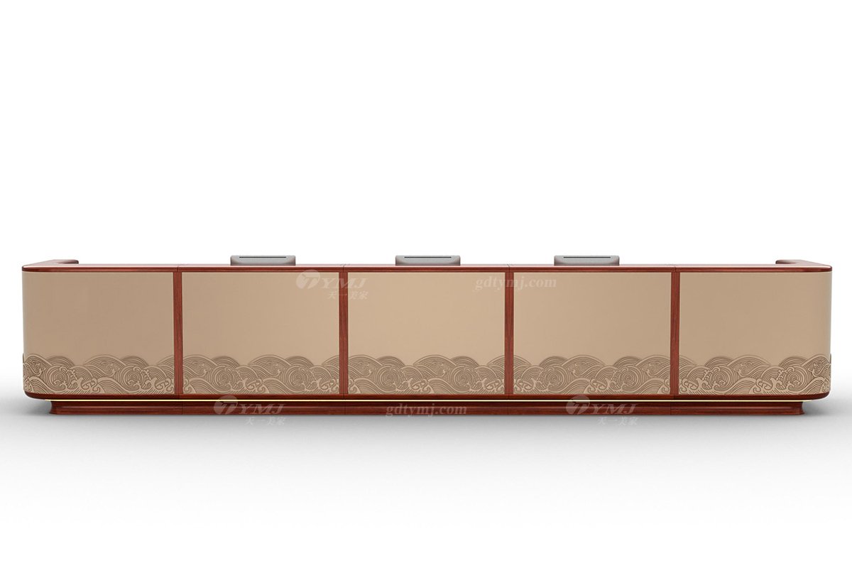 新中式辦公家具風格品牌家具時尚簡約高端進口安哥拉紫檀實木大前臺