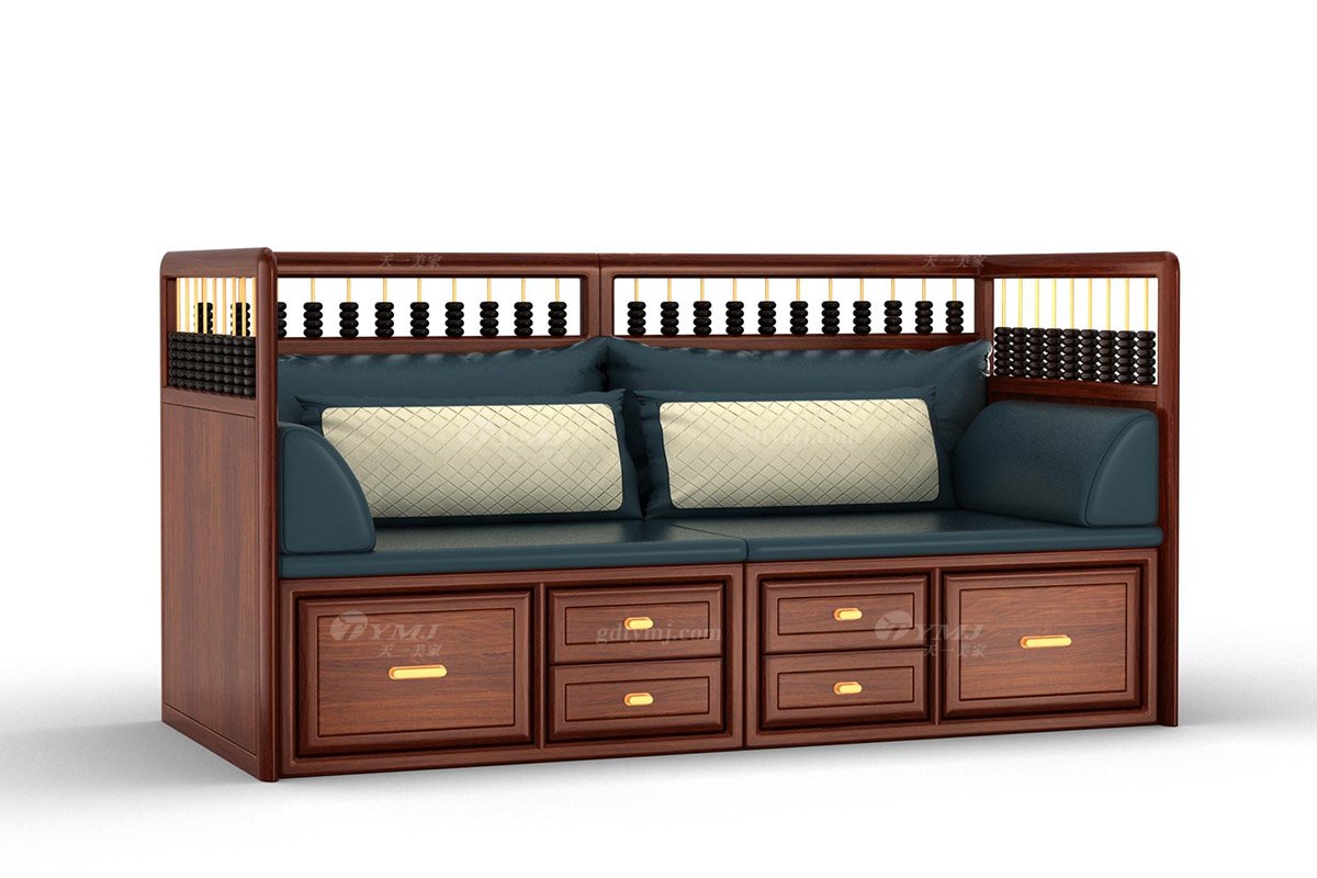 新中式辦公家具風格高端品牌家具簡約時尚大氣實木刺猬紫檀羅漢床