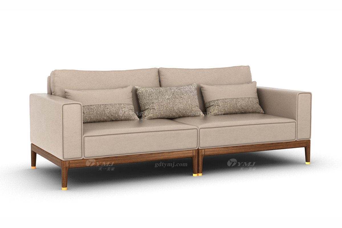 新中式家具風格高端別墅家具品牌簡約風格客廳極簡生態皮三位沙發