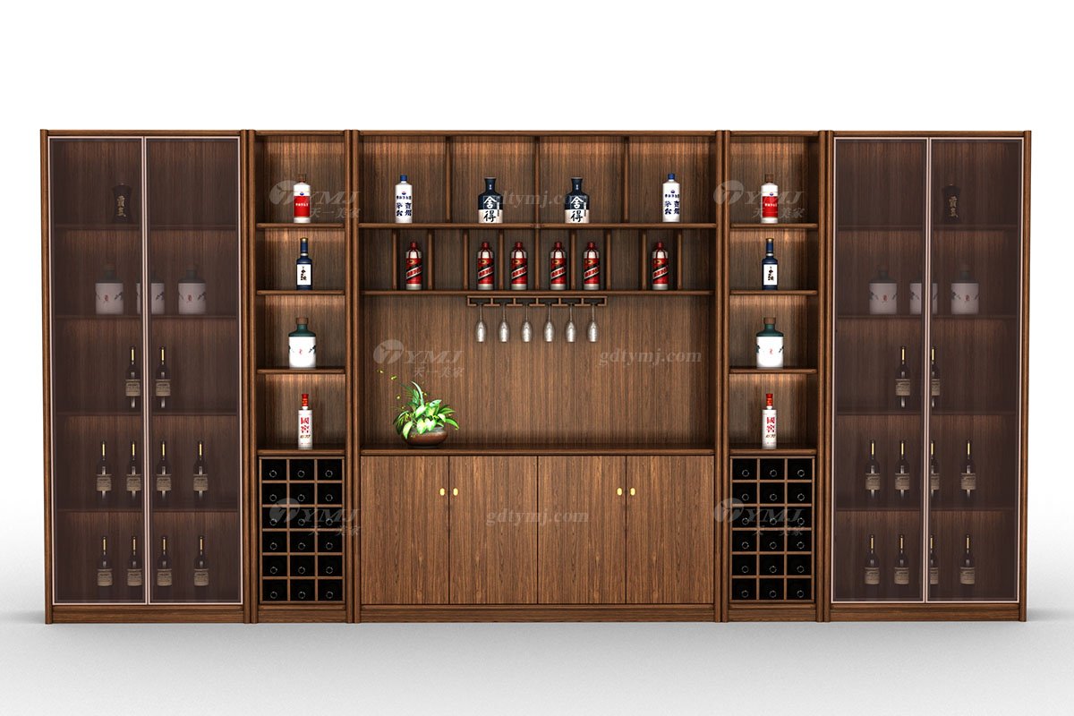 新中式風格家具高端會所家具品牌簡約風格餐廳家具經典大氣實木酒柜