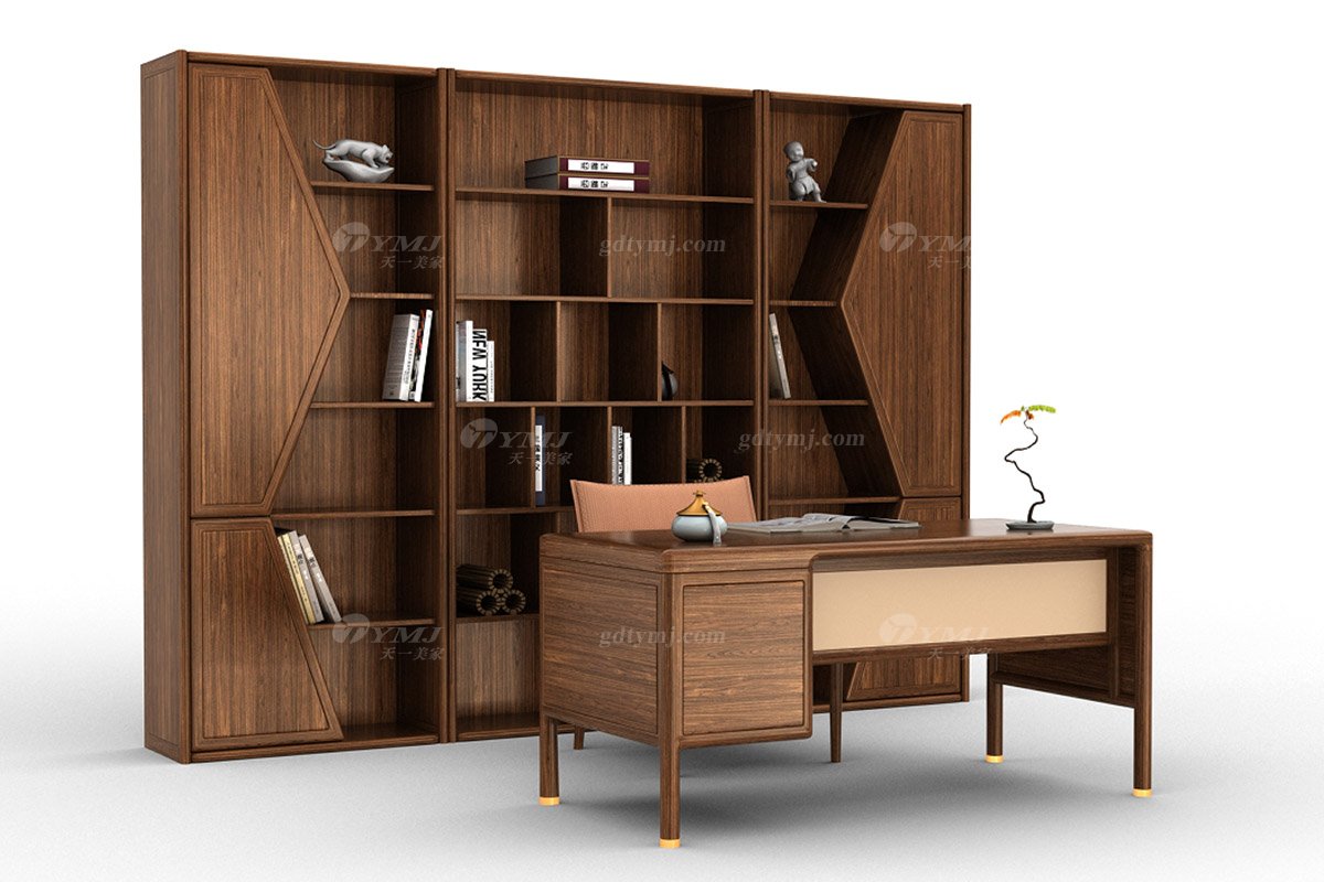 新中式風(fēng)格家具高端別墅家具品牌簡約大氣時(shí)尚書房家具實(shí)木書臺(tái)書桌H-XSST書臺(tái)書桌場景