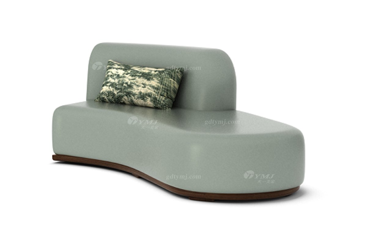 新中式風格家具高端別墅家具品牌簡約大氣時尚客廳家具綠色生態皮藝大弧形沙發轉角沙發組合H-XWSF-Y沙發右