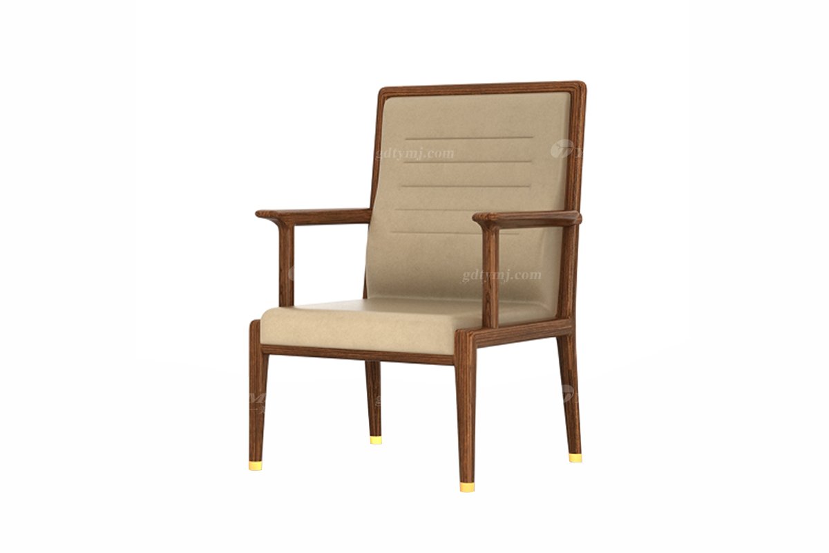 新中式風格家具高端別墅家具品牌簡約大氣時尚茶室家具實木+生態皮藝茶椅H-XLCA茶椅