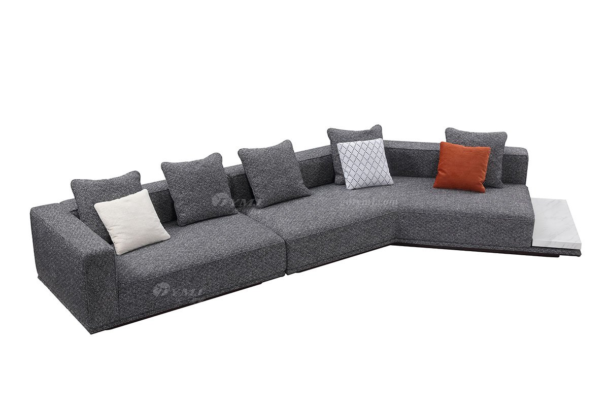 意式極簡風格高端別墅會所家具現代簡約客廳家具轉角布藝沙發LS1205布藝沙發