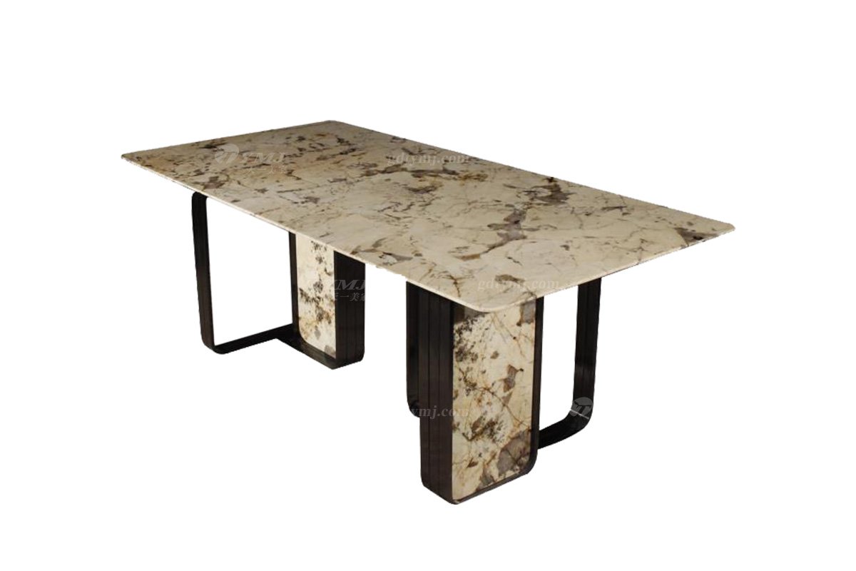 極簡(jiǎn)風(fēng)格家具別墅會(huì)所簡(jiǎn)約家用大理石+黑鈦長(zhǎng)餐臺(tái)
