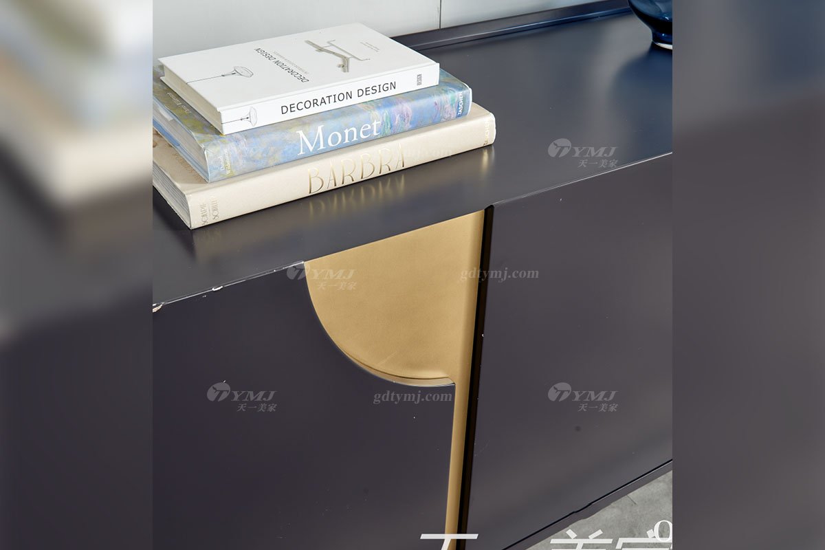 極簡風格家具高端別墅會所大宅簡約E0級環保板黑色餐邊柜WD601餐邊柜細節