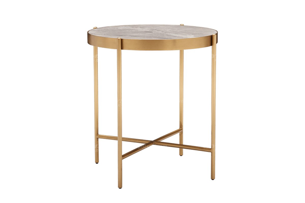 極簡風(fēng)格家具高端別墅會(huì)所大宅簡約電鍍不銹鋼+巖板角幾