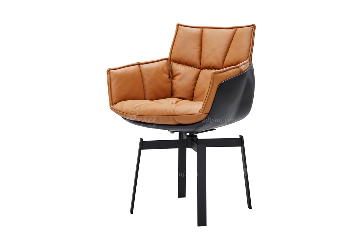 極簡風格家具高端別墅會所大宅時尚創意橙色超纖餐椅