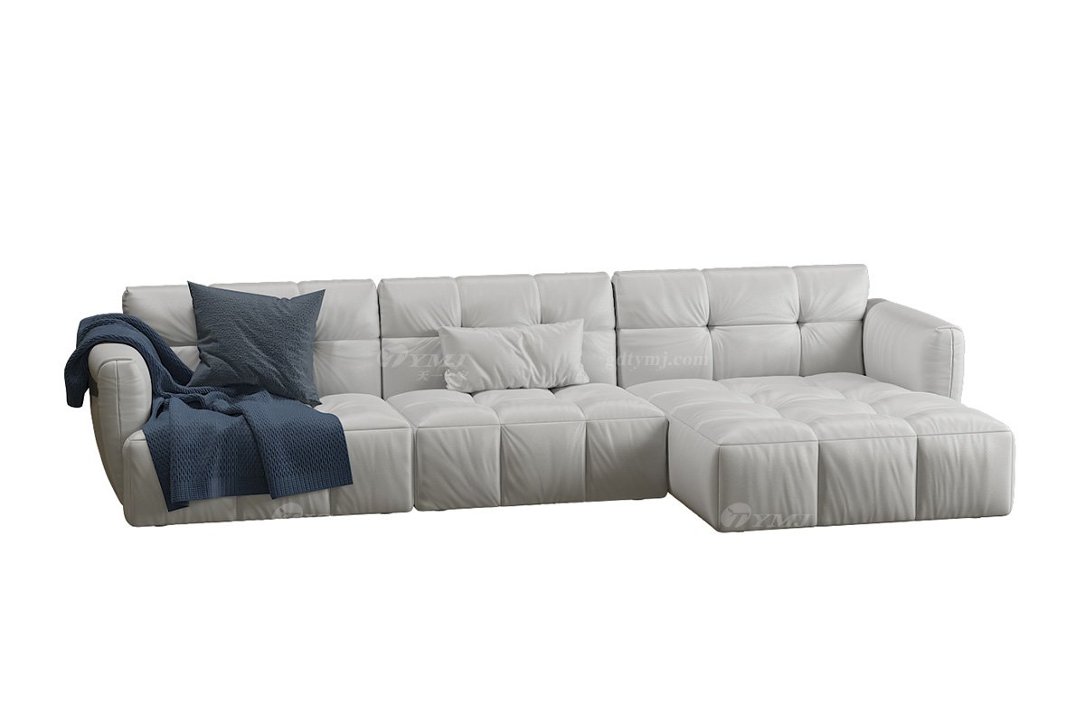 極簡風(fēng)格家具高端別墅會(huì)所大宅舒適簡約進(jìn)口落葉松實(shí)木灰色半皮組合沙發(fā)