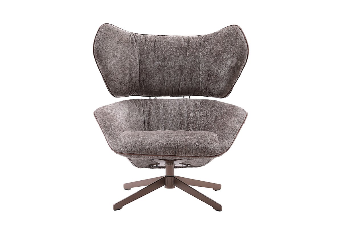 意式極簡風(fēng)格家具高端別墅會(huì)所大宅舒適時(shí)尚創(chuàng)意灰色布藝不銹鋼底休閑椅