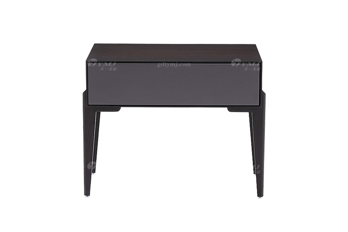 意式極簡風(fēng)格家具高端別墅會所大宅簡約進口歐橡煙熏色床頭柜